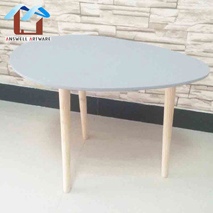 Modern Simple Three Feet White Round Wooden Side Table