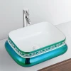 Modern style plating face basins china handmade art lavatory rectangular ceramic wash basin bathroom sink