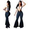 MS9110 Wholesale hot selling sexy fashion women jeans loose strap high waist denim flared pants