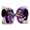 Multi Color Girls Big Hair Bows, PU leather Fish scale Hair Bows Boutique Hair Clips bows