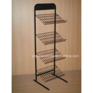 Multi Layer Shelf Floor Stand Slanted Metal Mat Display Rack (PHY3001)