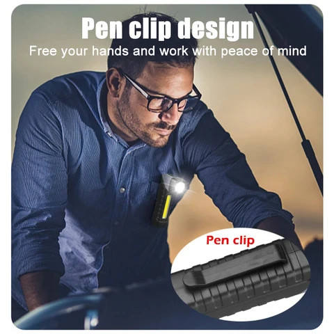 Multifunctional LED Magnetic Flashlight with Built-In Battery USB Rechargeable Portable Camping Repair Torch Work Lights