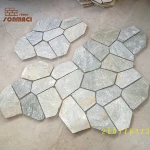 Natural beige slate on mesh floor stone