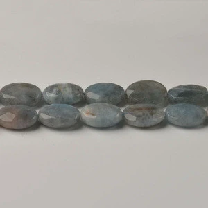 Natural Faceted Oval Aquamarine Loose Gemstone Beads
