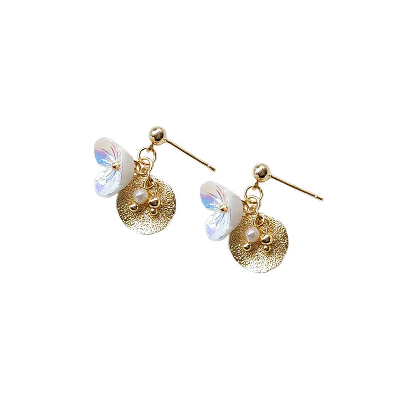 New Arrival Fashion 14K Gold Plated Flower Pearl Jewelry Earrings Unique Freshwater Pearl Earrings (YSE025)