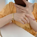 New Arrivals Chic Flat Link Chain Bracelet Gold Plated Watch Strap Chain Stainless Steel Bracelet
