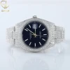 New Arrivals Fully Iced Out VVS Moissanite Diamond Blue Dial auto date Skeleton Hiphop Wrist Watch For Men