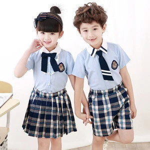 New design shirts and plaid skirt pant elementary school uniform