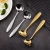Import new Good quantity serving  gold  soup ladle long handle kitchen spoon gold slotted spoon from China