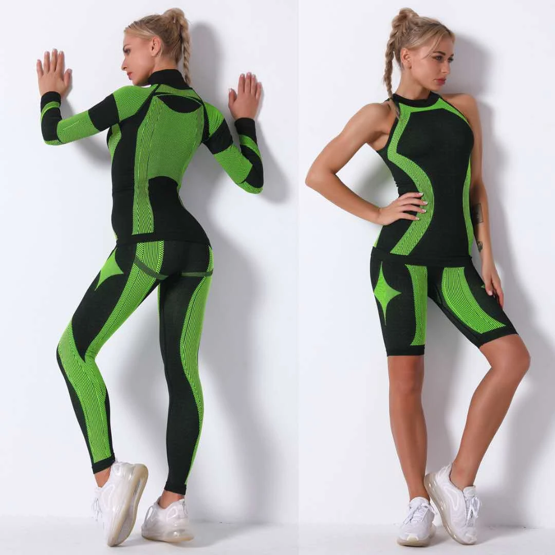 New gym apparel 4 piece women seamless yoga set wholesale fitness tights breathable custom leggings set