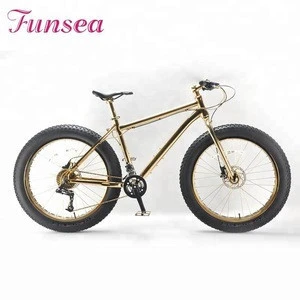 New model 26&quot;*4.0&quot; tires luxury gold PVD technology aluminum alloy frame beach cruiser fat bicycle snow bike fatbike