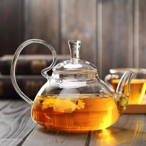 New product eco-friendly borosilicate glass teapot transparent tea pot wholesale