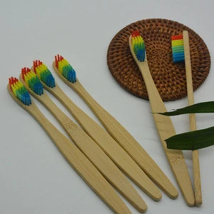 new product  Rainbow Color bristle Bamboo Handle Toothbrush For Teeth Whitening
