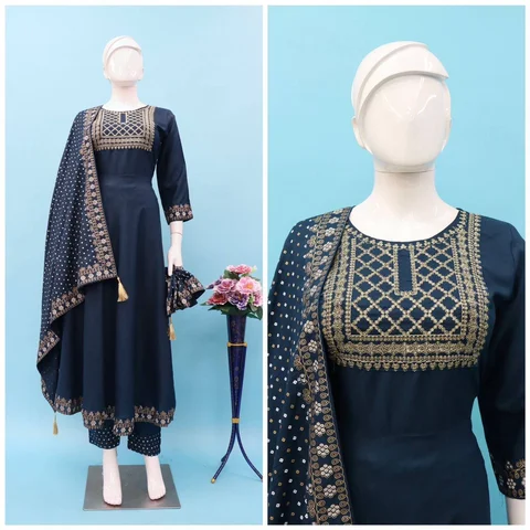 New Rayon Beautiful Suit Set and Dupatta for Party Wear