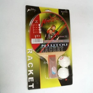 New Table Tennis Racket Rubber And Wood +2 Pingpong Balls Set