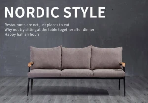 Nordic cloth art sofa double - three - person real wood and iron art simple modern furniture combination set