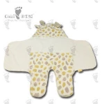 OAINI 2020 ODM OEM Wholesale Cute Cow Animal Knitted Bag Plush Newborn Sleeping Hooded Blanket Cotton Baby Sleeping Bag