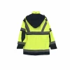 OEM custom workwear polyester waterproof hi vis jacket reflective workwear safety clothing detachable hood mesh lining
