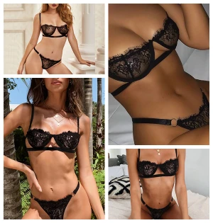 Ohmydear wholesale plus size black lace girls sexy lingerie women bra and panty sets