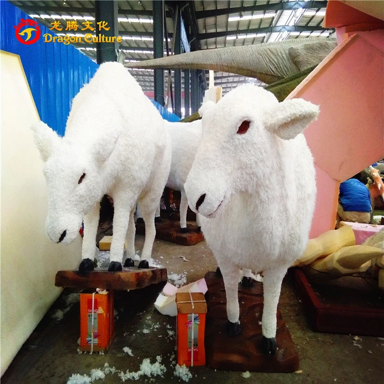 Outdoor Playground Decorative Animatronic Life Size Artificial Goat Model