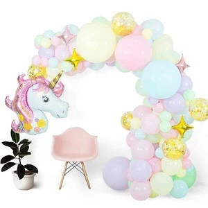 PARTYCOOL Birthday Decoration Latex Pastel Rainbow Globos Ballon Arch Garland Kit Unicorn Balloon
