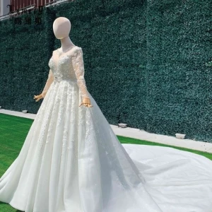 Patterns Gold Lace Sequined Crystal Beads For Bride Gown Luxury Wedding Bridal Dresses Deep V-Neck Off Shoulder Wedding Dress