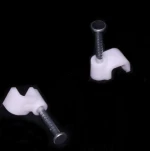 PE Plastic 4mm Circle Cable Clip C Shaped High Carbon Steel Nails Cable clips Wire Wall holder