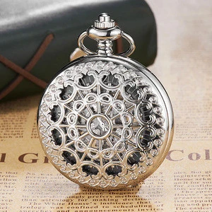 Pendant Vintage Engraved Case Hand-Winding Men Mechanical Pocket Watch With Chain
