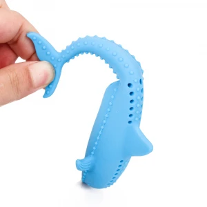 Pet catnip silicone cat bite toy clean teeth fish shape training interactive toy