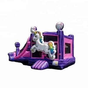 pink and purple unicorn bounce house, unicorn inflatable bouncer, inflatable bounce house unicorn