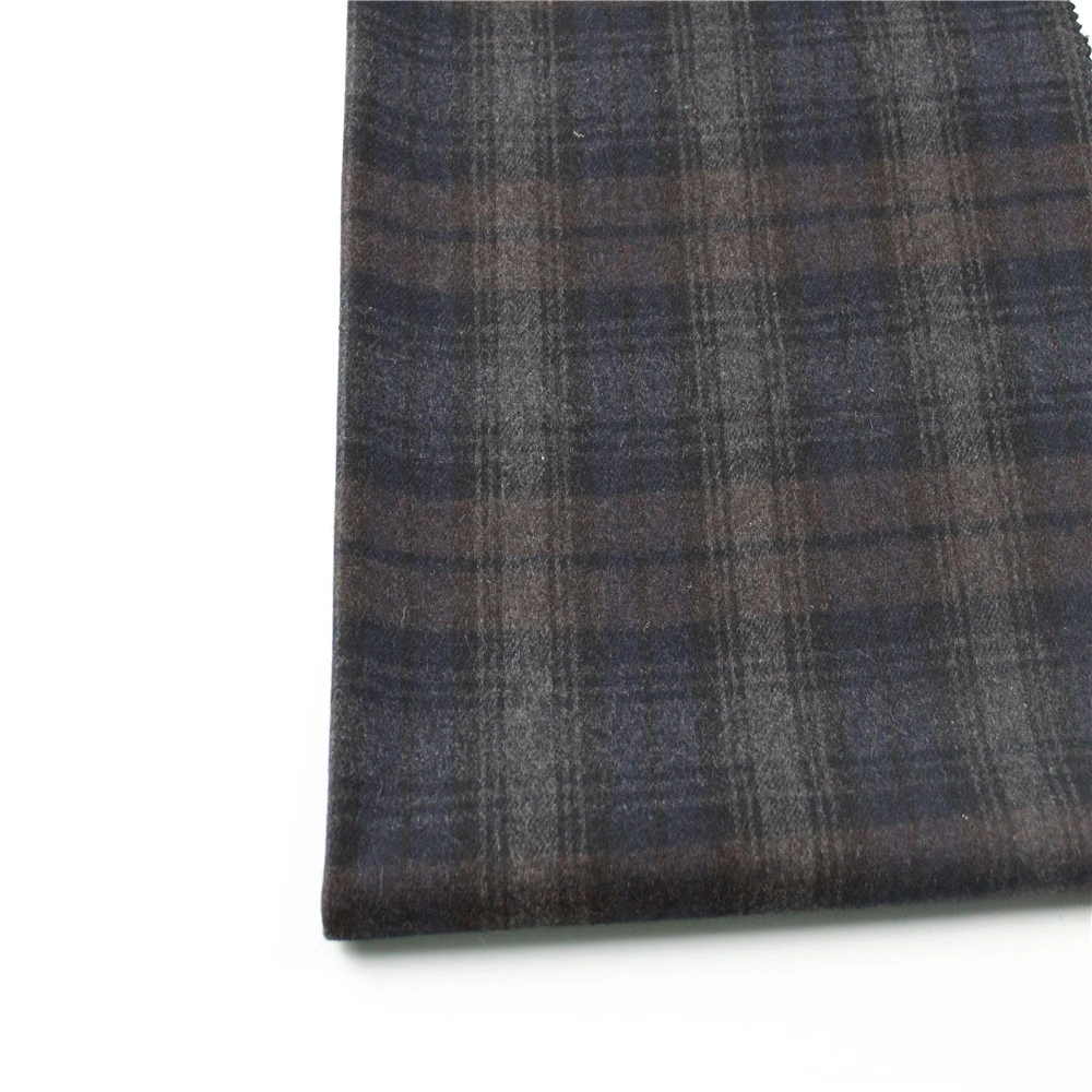 plaid wool fabric woven polyester warm touch woolen fabric men wool winter overcoat wool fabric