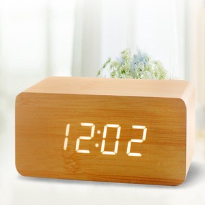 Preciser Digital LED Alarm Function Clock Wooden Table Clock