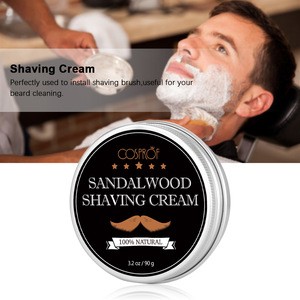 Private Label 100% Natural Sandalwood Scent 90g Beard Removal Shaving Soap Cream For Men Beard Grooming Care