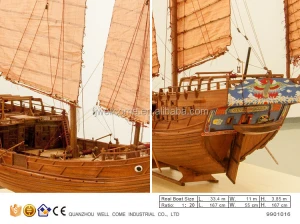 Prize-Winning Works Chinese Old Sail Boat Wood Cargo Ship Model