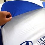 Promotion gifsts high quality blue white double layer windproof custom logo umbrellas rain custom golf umbrella