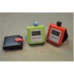 Pu leather foldable travel alarm clock