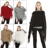 Rabbit fur ball sweater imitate cashmere warmth plus ladies cape shawl poncho