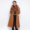 Real fox fur collar women s vagetable lamb long leather coat with big real fox fur collar