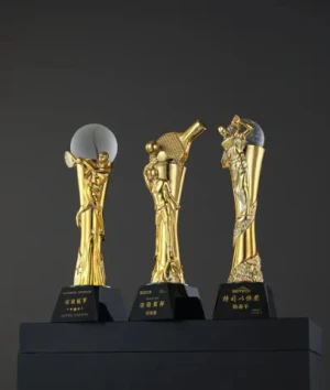 Resin Best Cross Gold Medal Football Model for Home Decoration