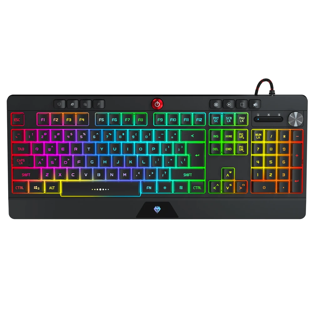 RGB Backlit Membrane Gaming Keyboard with Multimedia Keys, Custom logo Gaming Keyboard