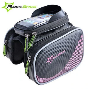 ROCKBROS Bike Bicycle Ride Frame Front Head Top Tube Bag&Double IPouch Cycling Pannier For 4.8/5.8in Cell Phone Smartphone Case