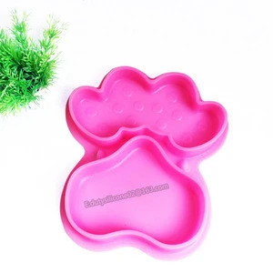Safe eco-friendly silicone paw shaped pet bowls feeder water&amp;food feeders basin