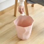 Simple Multi-use Space-Saving Irregular Bathroom Kitchen Office Wastepaper Plastic Trash Can for Home