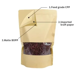 Small packaging bags Three Side Seal Inner Aluminum Foil Brown Kraft Paper Zip Flat Pouch Resealable Seed Packet Bag With Zipper