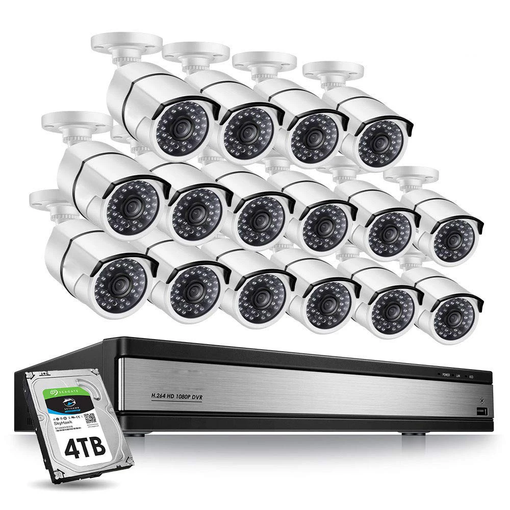 Smart Hd Home Security 16 Channel System 1080P Kit Audio Onvif Ip Dvr Outdoor Bullet Cctv