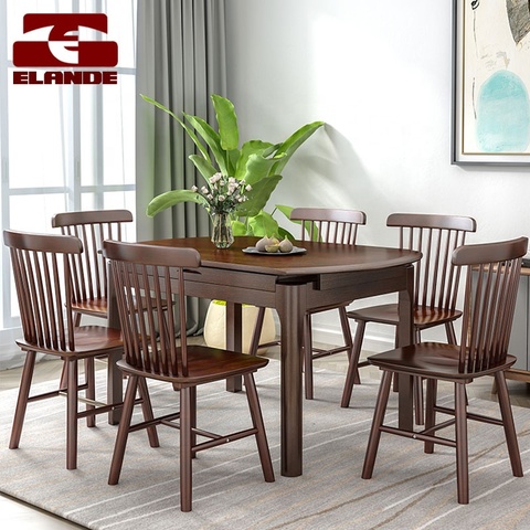 Buy Solid Wood Simple Telescopic Dining Table And Chair Living Room ...