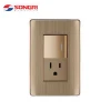Songri 15A 250V Vertical Type Aluminum Frame Electric Wall Switch and Socket