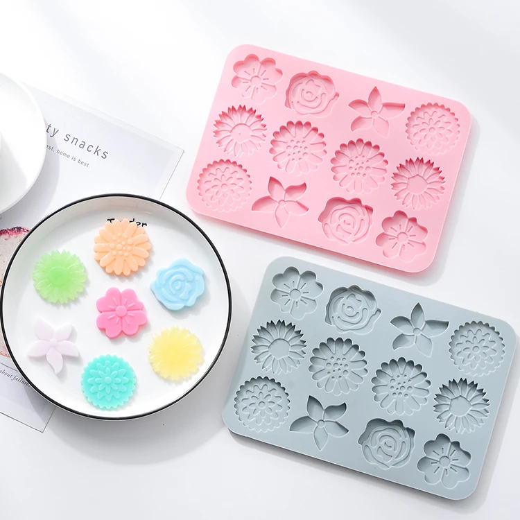 Spot 12 different flower pudding dessert molds, silicone cake mold, biscuit epoxy chocolate mold