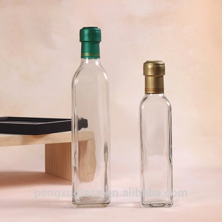Square 100ml 250ml 500ml Cooking Oil Bottle for Olive Oil with Aluminum Screw Cap