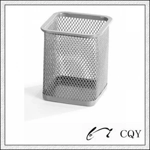 square metal wire mesh pen stand office stationery pencil holder